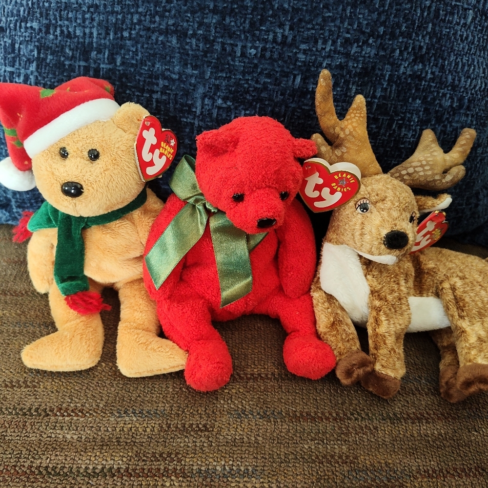 Set of 3 Ty Holiday Beanie Babies